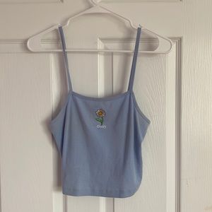 Blue forever21 daisy crop top, size M